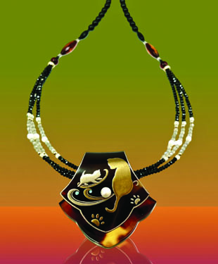 べっ甲蒔絵ペンダントネックレス/帯留 SIN-17651